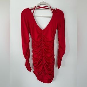 Red Bodycon Long Sleeve Dress